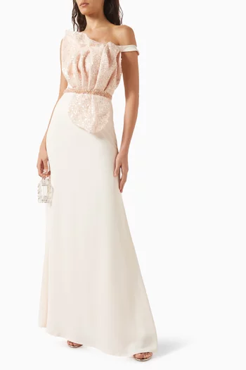 Sequin-embellished Sash Maxi Dress