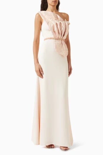 Sequin-embellished Sash Maxi Dress