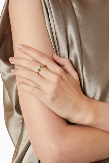 Micro Cablespira Emerald Flex Open Ring in 18kt Yellow Gold