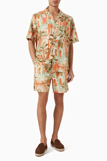 Palm All-over Print Shorts in Organic Cotton