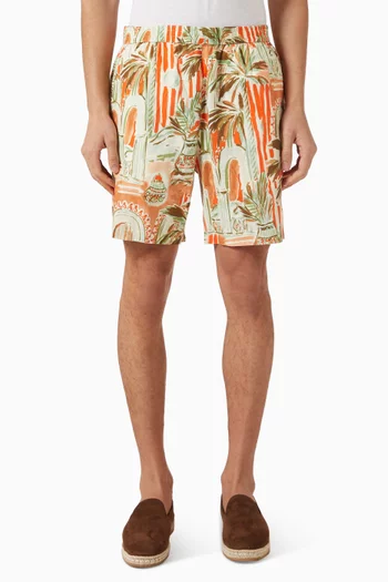 Palm All-over Print Shorts in Organic Cotton