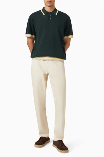 Lace Knitted Polo Shirt in Cotton