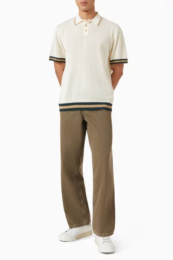 Lace Knitted Polo Shirt in Cotton