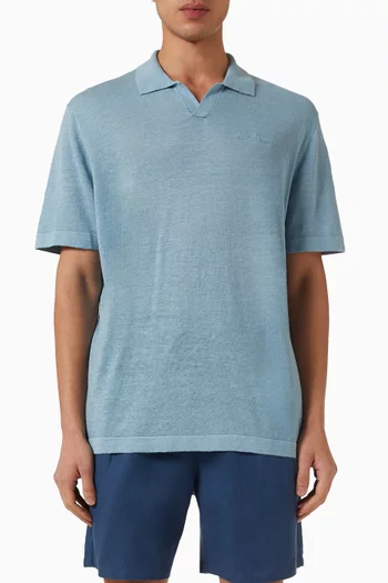 Signature Knit Polo Shirt in Linen-blend