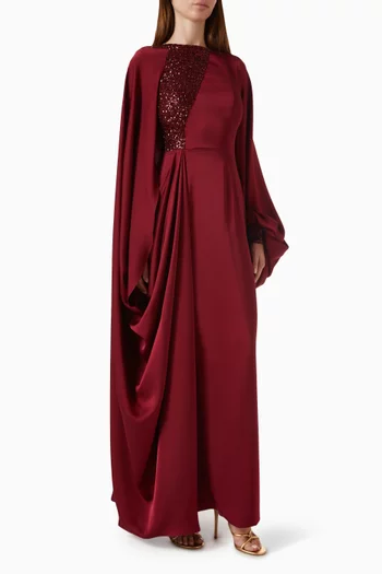Astoria Cape-panel Maxi Dress in Crepe
