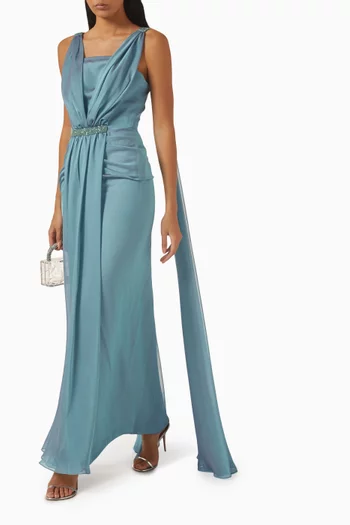 Harmonia Embellished Maxi Dress in Chiffon