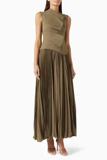 Miner Pleated Dress in Scuba