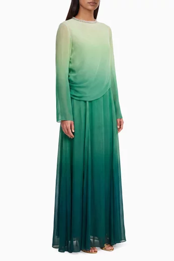 Bridle Rhinestone-trim Dress Set in Chiffon