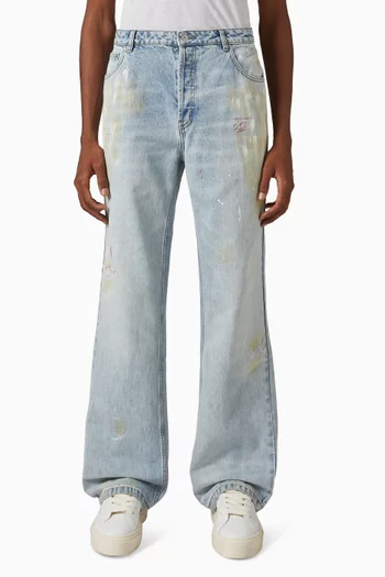 Paint Marked Straight-leg Jeans in Denim