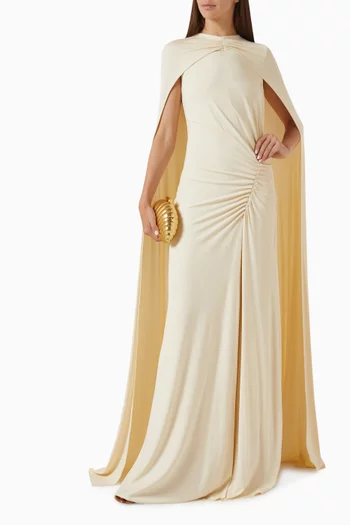Demi Draped Cape Gown in Jersey