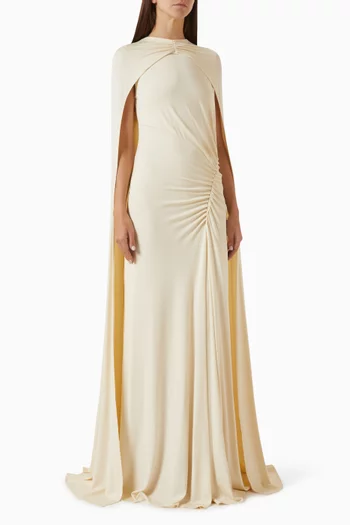 Demi Draped Cape Gown in Jersey