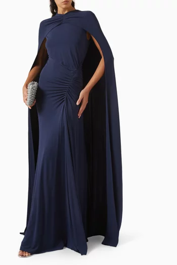 Demi Draped Cape Gown in Jersey