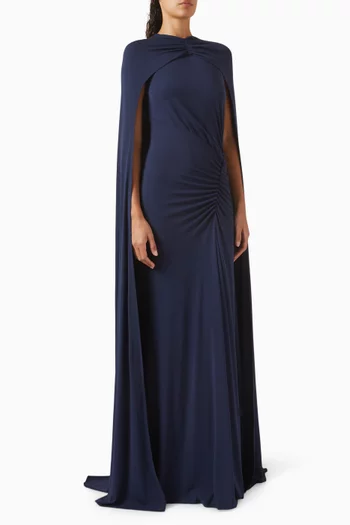 Demi Draped Cape Gown in Jersey