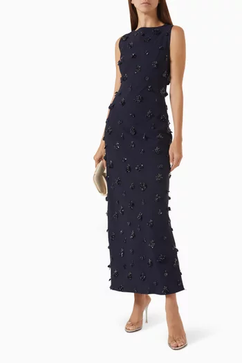 Claudia Embellished Midi Dress in Crepe