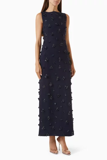 Claudia Embellished Midi Dress in Crepe