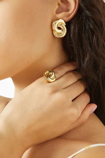 Solstice Knot Stud Earrings in 14kt Gold-plated Brass