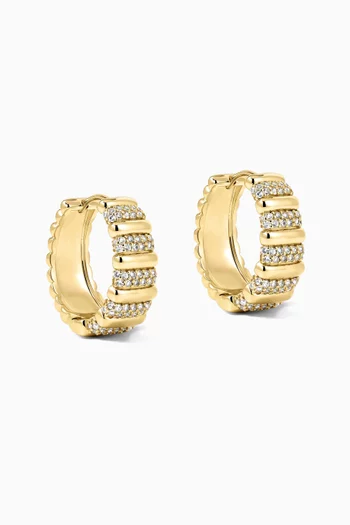 Pave Marbella Hoop Earrings in 14kt Gold-plated Brass