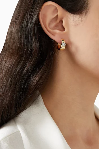 Luna Bezel Hoops Earrings in 14kt Gold-plated Brass