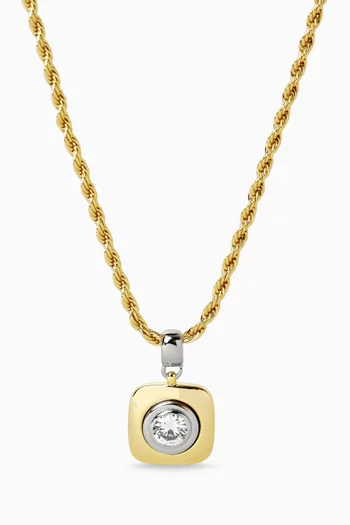 Luna Bezel Necklace in 14kt Gold-plated Brass