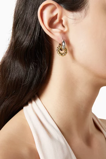 Two-tone Rope Hoop Earrings in Rhodium-plated Brass