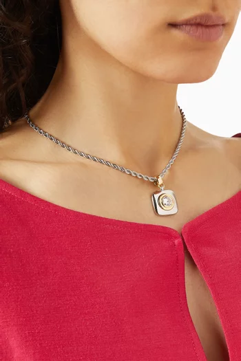 Luna Bezel Pendant Necklace in Rhodium-plated Silver