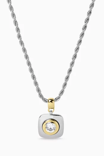 Luna Bezel Pendant Necklace in Rhodium-plated Silver