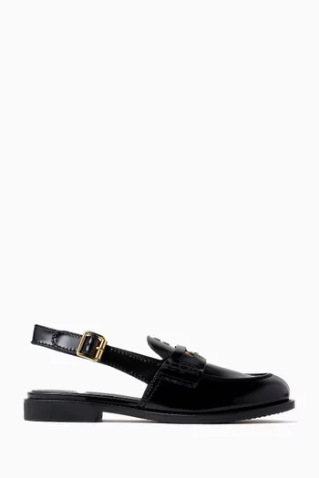 Slingback Loafers in Brushed Leather
