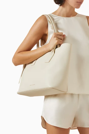 Medium Work Tote Bag in Grained Leather