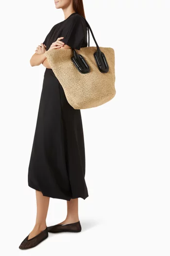 Large Babe Woven Tote Bag in Straw