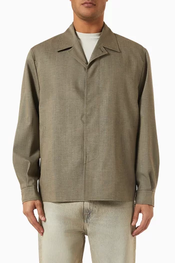 Buttoned Blazer in Wool-blend