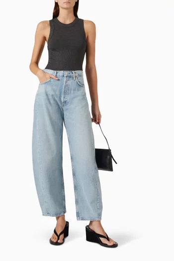 Luna Pieced Taper Jeans in Denim