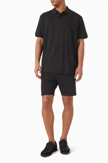 3D-jacquard Knit Polo Shirt in Cotton