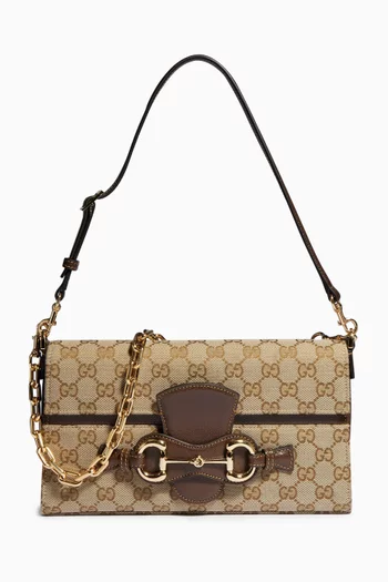 Medium Ristretto Horsebit Shoulder Bag in GG Canvas