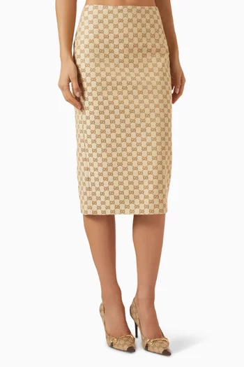 GG Midi Skirt in Cotton-canvas