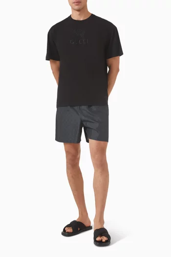 GG Print Swim Shorts in Poplin