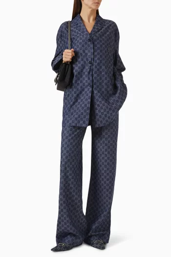 GG Jacquard Pants in Cotton Denim