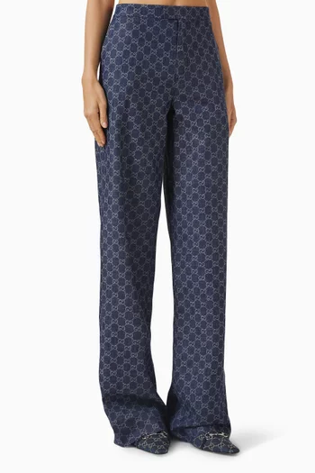 GG Jacquard Pants in Cotton Denim