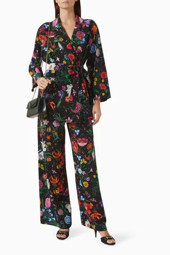 Flora-print Belted Shirt