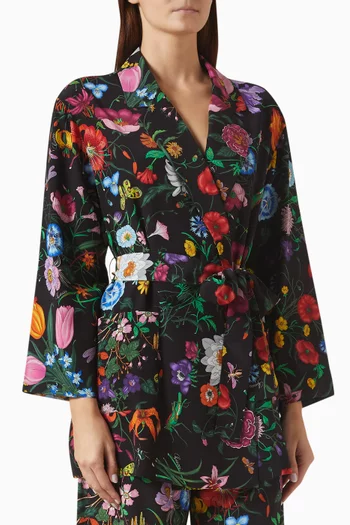 Flora-print Belted Shirt