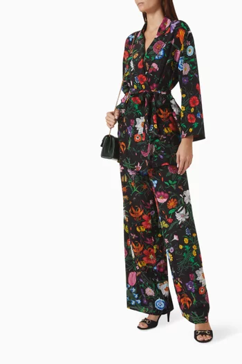 Flora-print Wide-leg Pants