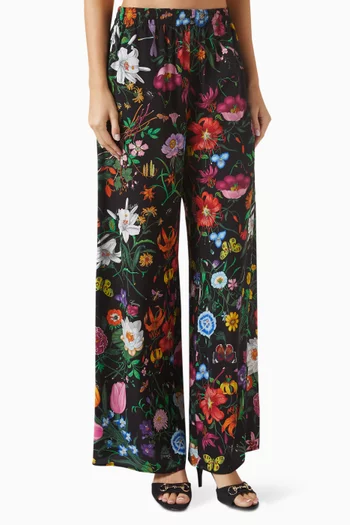 Flora-print Wide-leg Pants