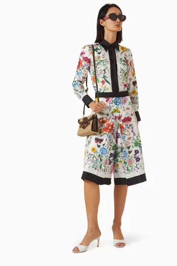 Flora-print Shirt in Silk Twill