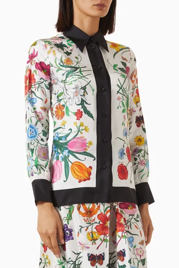 Flora-print Shirt in Silk Twill