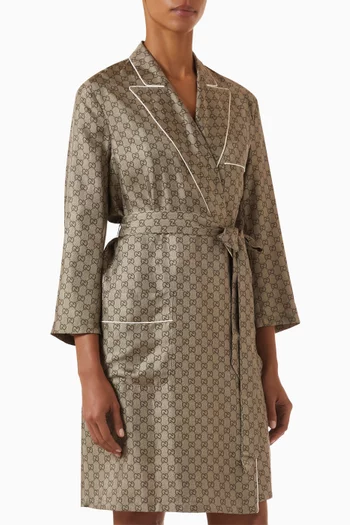 Tie-waist Robe in GG Silk Twill