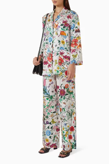 Flora-printed Shirt in Silk Twill