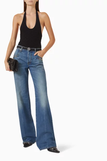 Horsebit Bootcut Jeans in Denim
