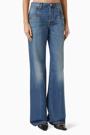 Horsebit Bootcut Jeans in Denim