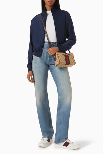 Shiny Zip-up Sweatshirt in Silk