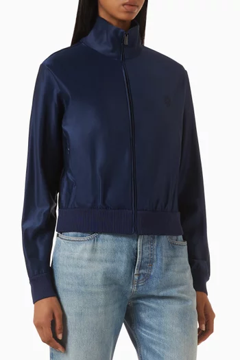 Shiny Zip-up Sweatshirt in Silk