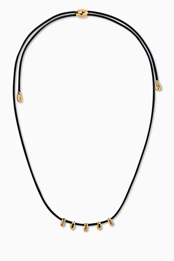 Molten Gemstone Baguette Cord Necklace in 18kt Gold-plated Brass